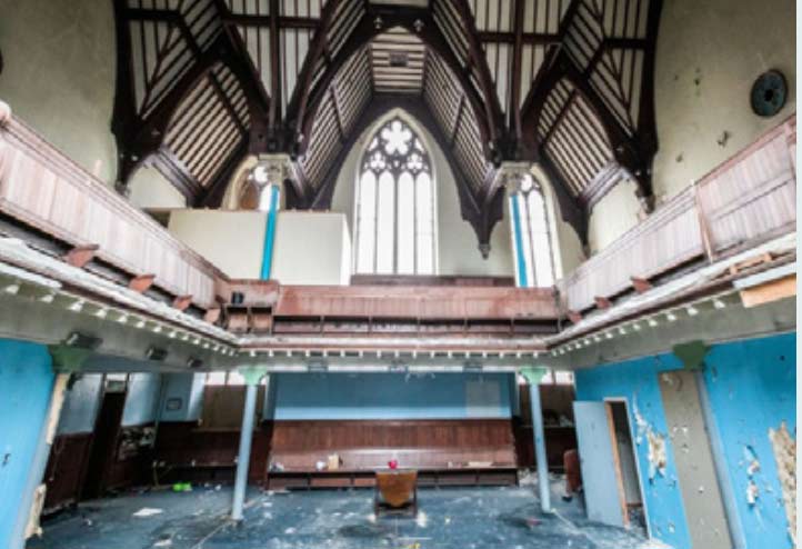 Inside a derelict church